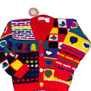 Rachel’s Kids Little Girls Hand Knit Sweater Size 6 Multi Colored Vibrant NWT